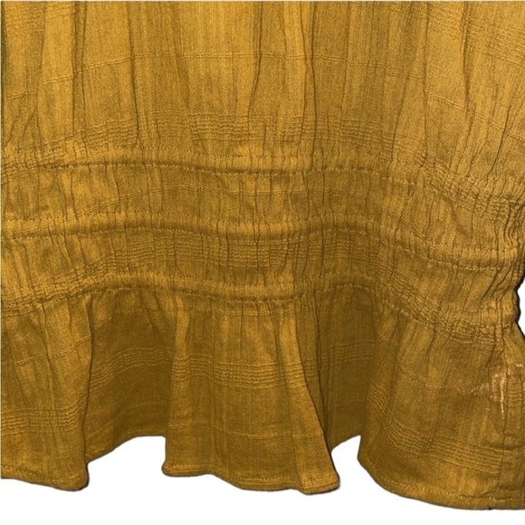 Madewell Blouse Long Fitted Sleeves Ruffle Detail-Mustard- Small - Picture 2 of 7